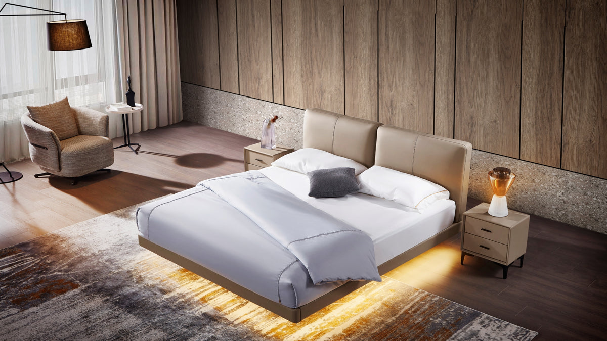 King Size Bed Frame Designer Bedroom Furniture Modern Leather Bed