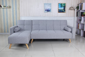 Luxury Multi-Functional Eucalyptus Wood Sofa Bed Left - Grey