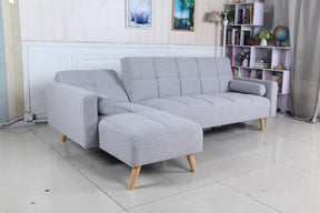 Luxury Multi-Functional Eucalyptus Wood Sofa Bed Left - Grey