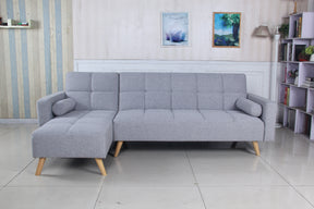 Luxury Multi-Functional Eucalyptus Wood Sofa Bed Left - Grey